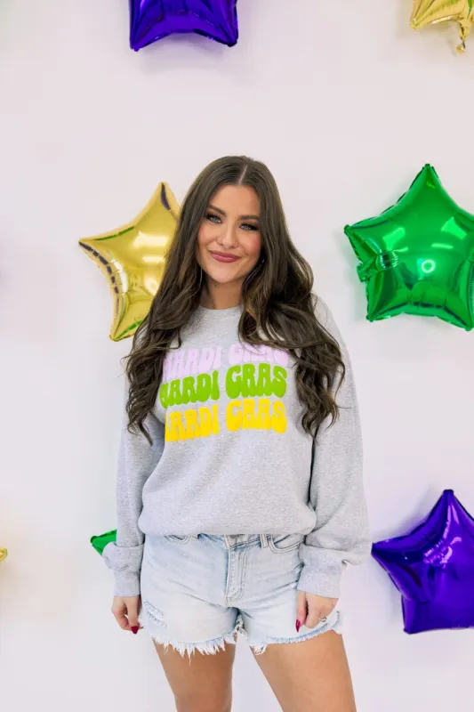 Retro Mardi Gras Graphic Sweatshirt made by Bella Rose boutique
