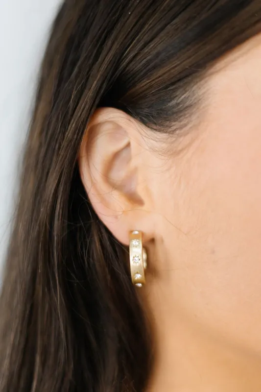 Matte Rhinestone Hoop Earrings sold by Bella Rose boutique
