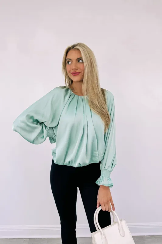 Truly Thriving Satin Blouse sold by Bella Rose boutique