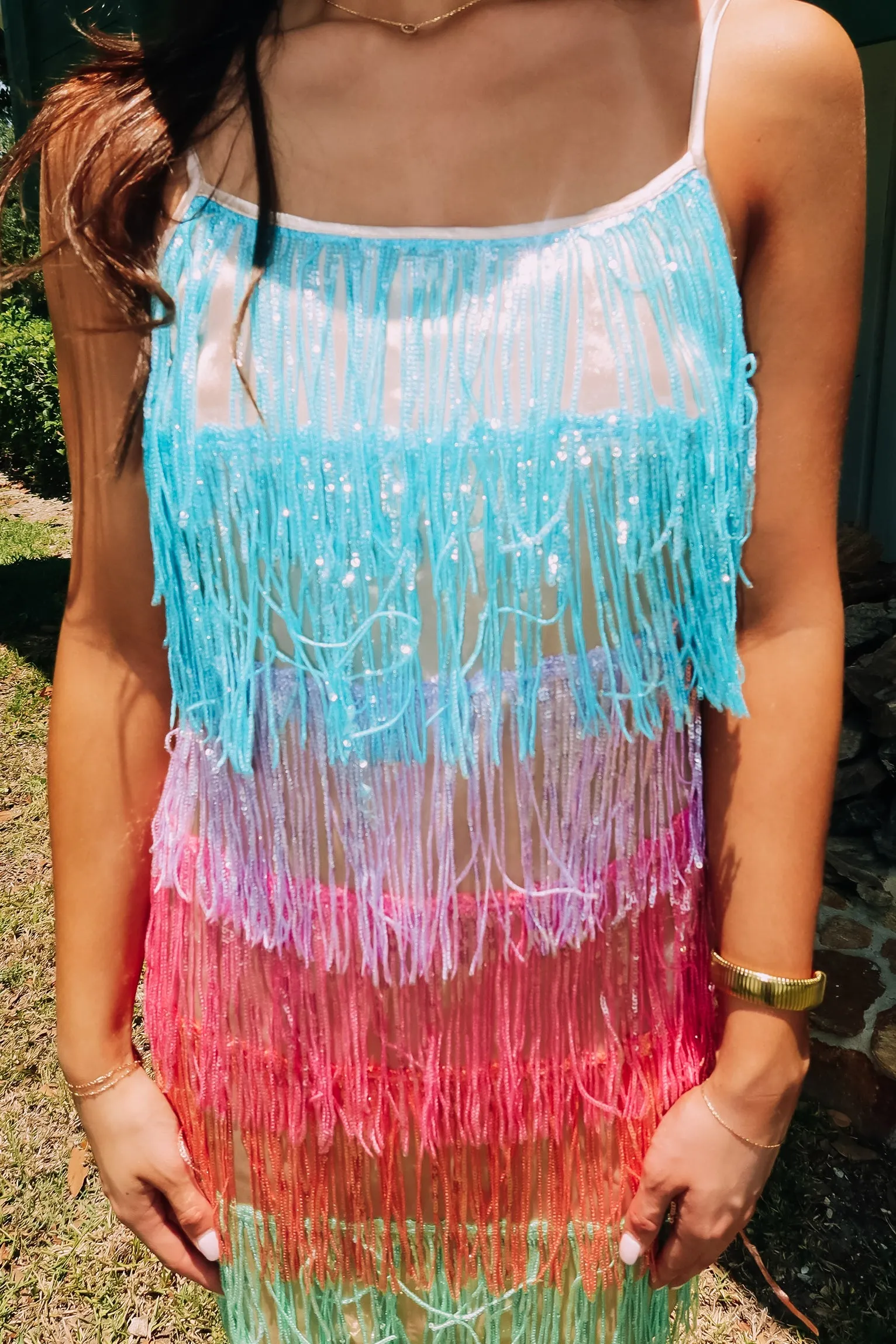 Pop Star Sequin Finge Dress sold by Bella Rose boutique product image thumbnail 3