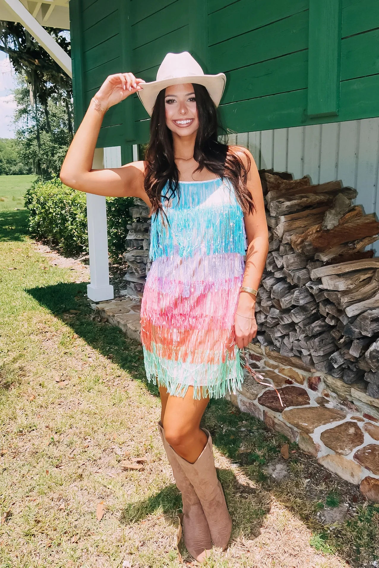 Pop Star Sequin Finge Dress sold by Bella Rose boutique product image thumbnail 2