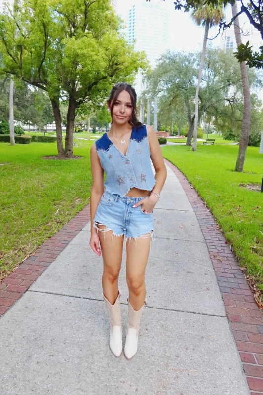 Under The Western Sky Crop Vest sold by Bella Rose boutique