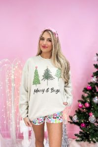 Merry & Bright Graphic Sweatshirt sold by Bella Rose boutique