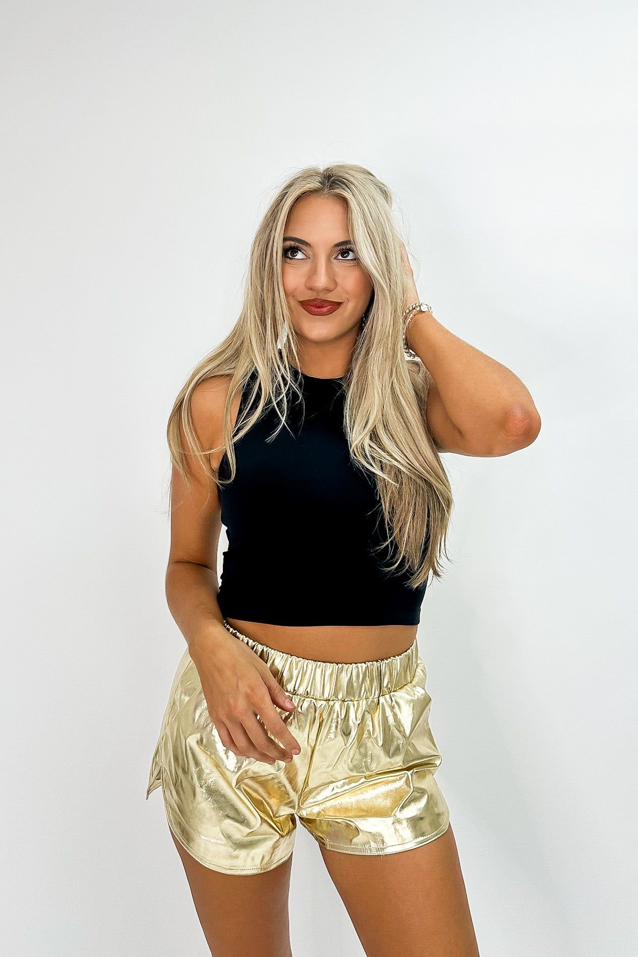 Edgy Approach Metallic Shorts sold by Bella Rose boutique product image thumbnail 2
