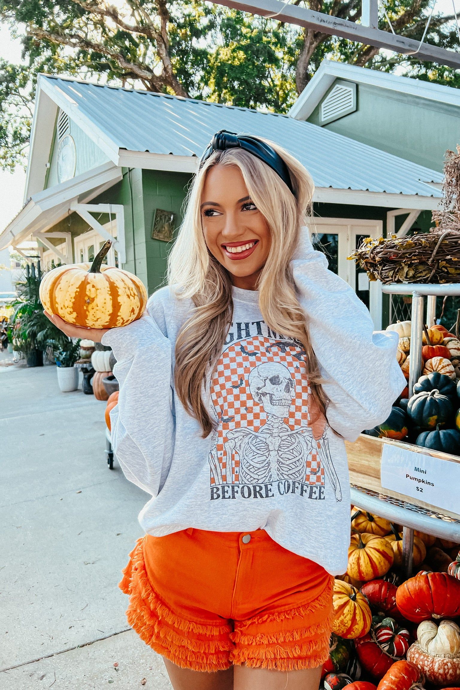 Nightmare Before Coffee Oversized Graphic Sweatshirt sold by Bella Rose boutique product image thumbnail 3