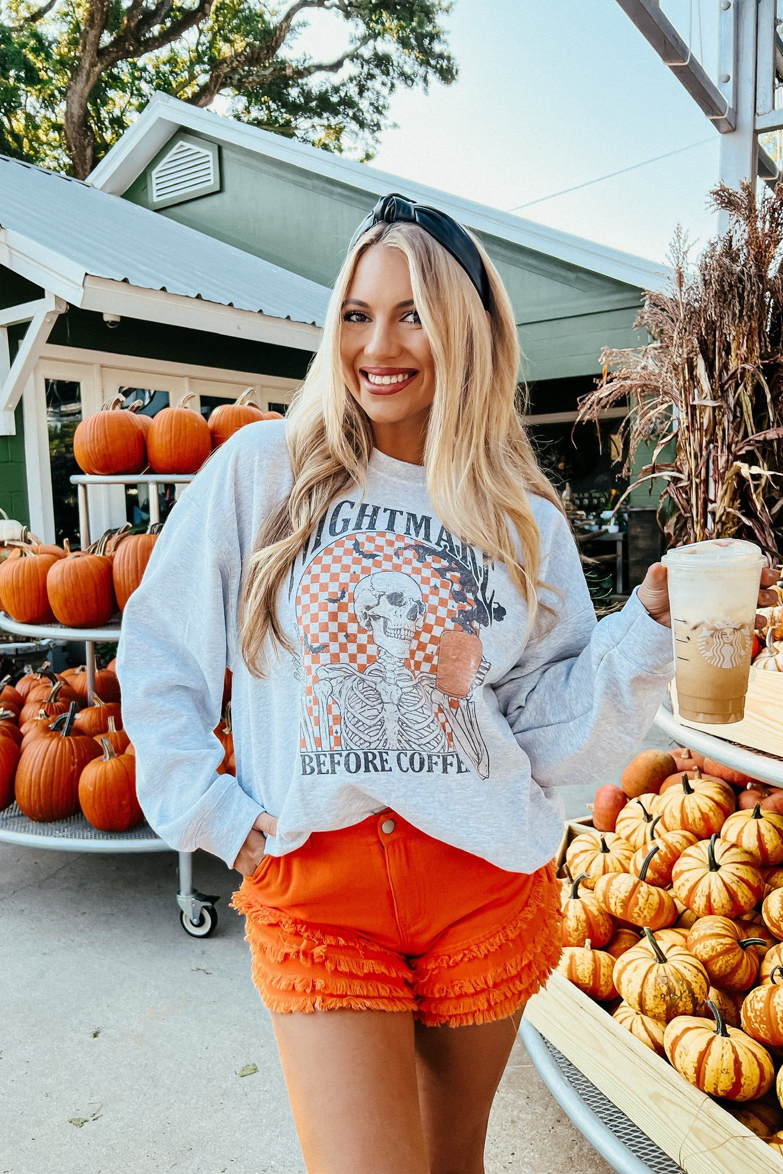 Nightmare Before Coffee Oversized Graphic Sweatshirt sold by Bella Rose boutique