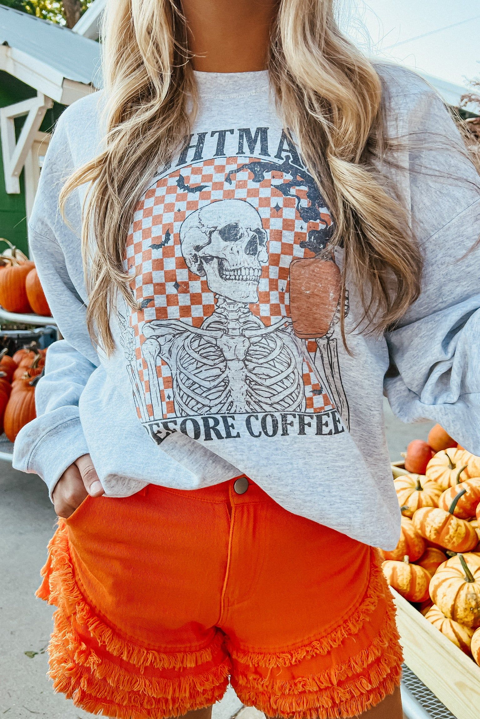 Nightmare Before Coffee Oversized Graphic Sweatshirt sold by Bella Rose boutique product image thumbnail 5