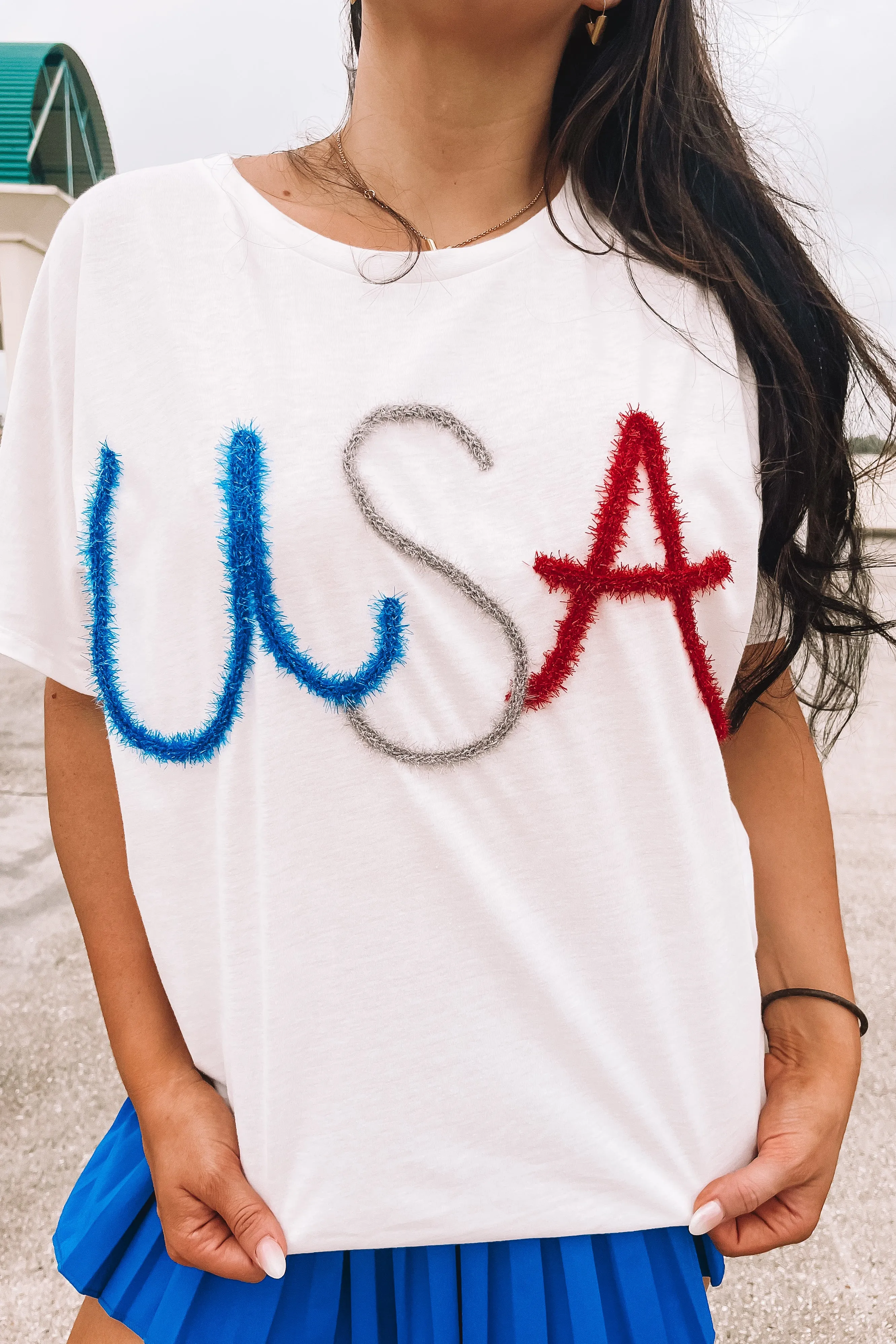RESTOCK: USA Tinsel Top sold by Bella Rose boutique product image thumbnail 5