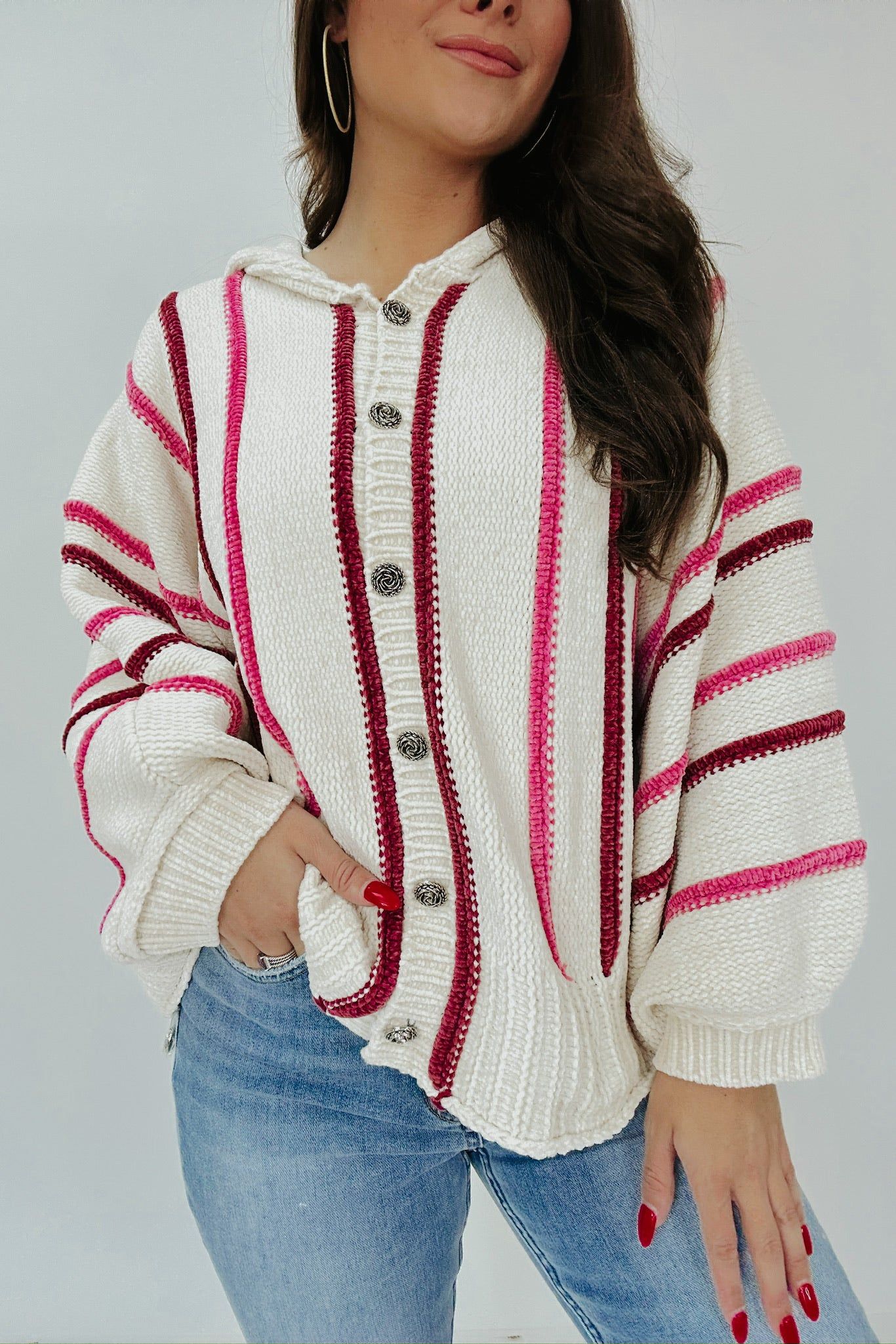 Change Is In The Air Hooded Button Up Sweater sold by Bella Rose boutique product image thumbnail 2