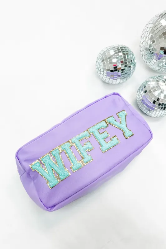 Wifey Sherpa Patch Embellished Pouch sold by Bella Rose boutique