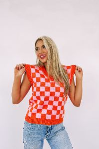 Retro Cutie Checkered Sweater Vest sold by Bella Rose boutique
