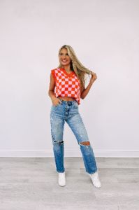 Retro Cutie Checkered Sweater Vest sold by Bella Rose boutique