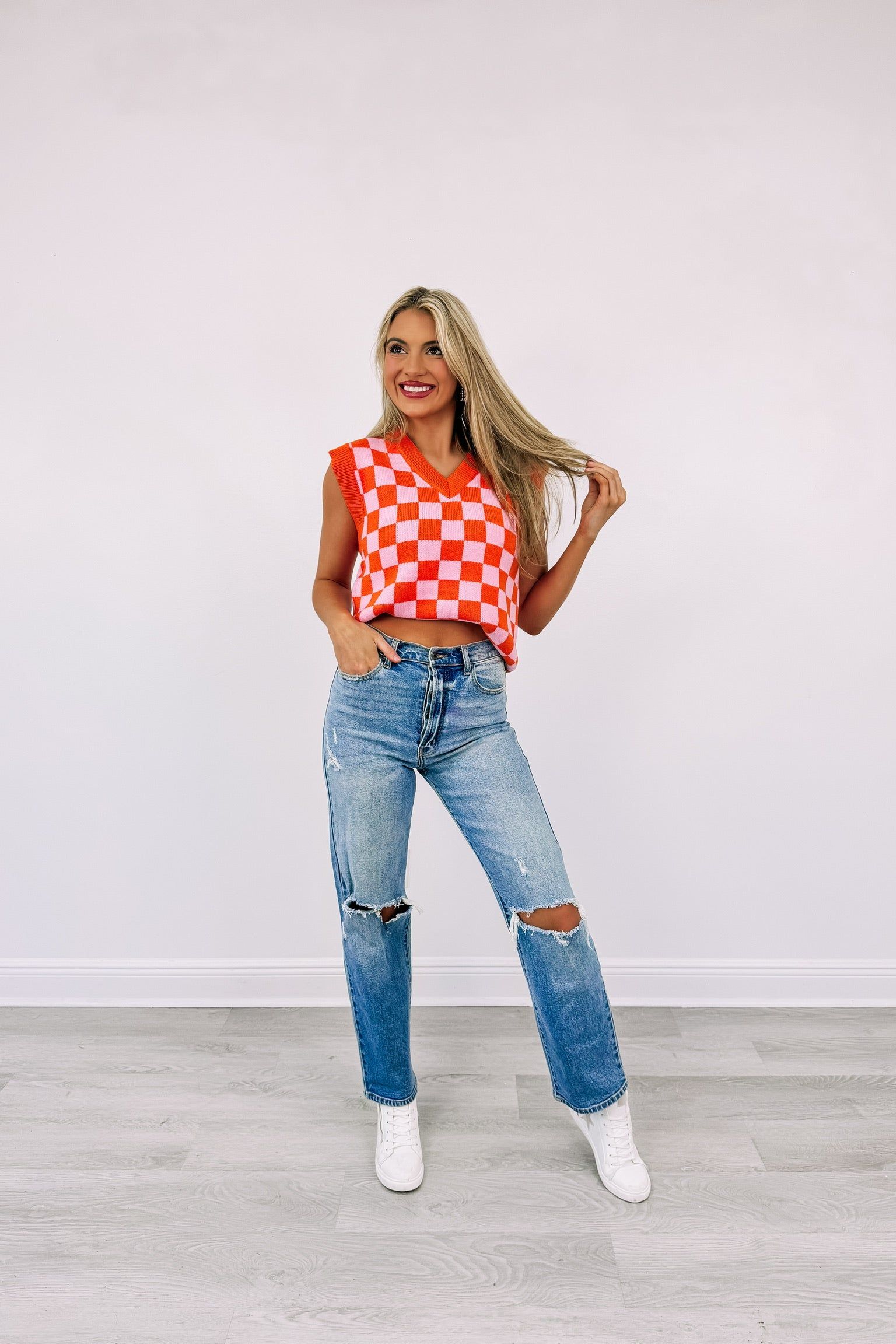 Retro Cutie Checkered Sweater Vest sold by Bella Rose boutique product image thumbnail 5