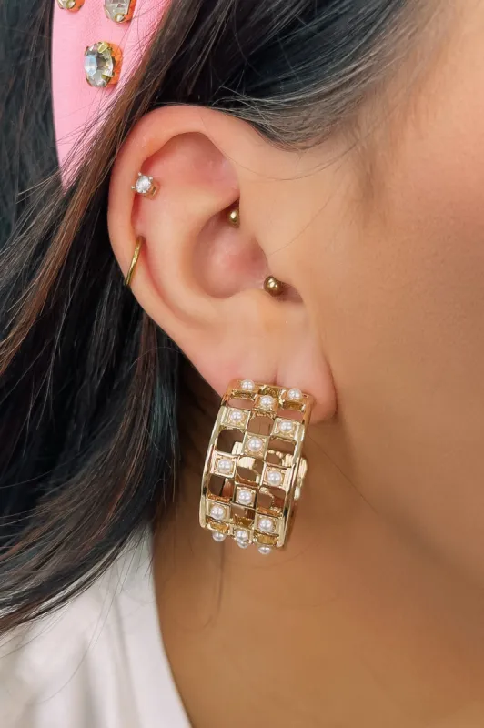 Checkered Past Hoop Earrings sold by Bella Rose boutique