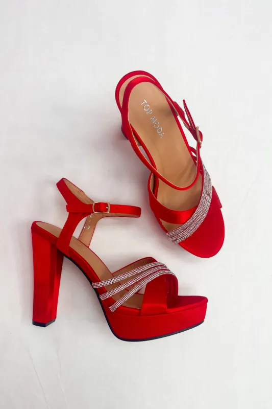 Prepped For The Spotlight Rhinestone Platform Heels (LAST ONE - SIZE 7.5) sold by Bella Rose boutique