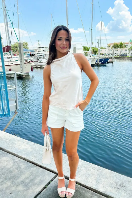 Polished Excellence Satin Top sold by Bella Rose boutique
