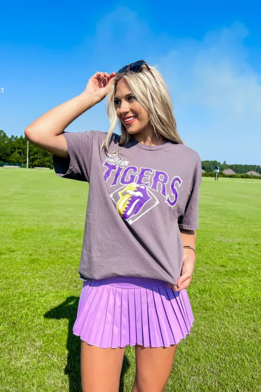 LivyLu Rolling Stones LSU Tigers Diamond Vintage Tee sold by Bella Rose boutique