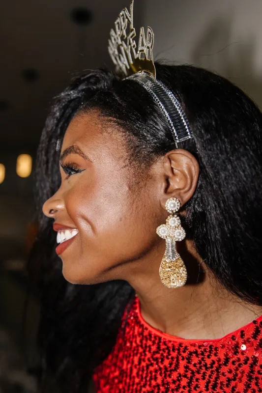 Floral Bead Champagne Bottle Earrings sold by Bella Rose boutique