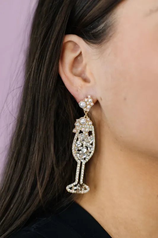 Champagne Bubbly Rhinestone/ Pearl Earrings sold by Bella Rose boutique