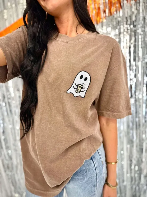 Ghost Coffee Embroidered Graphic Top sold by Bella Rose boutique