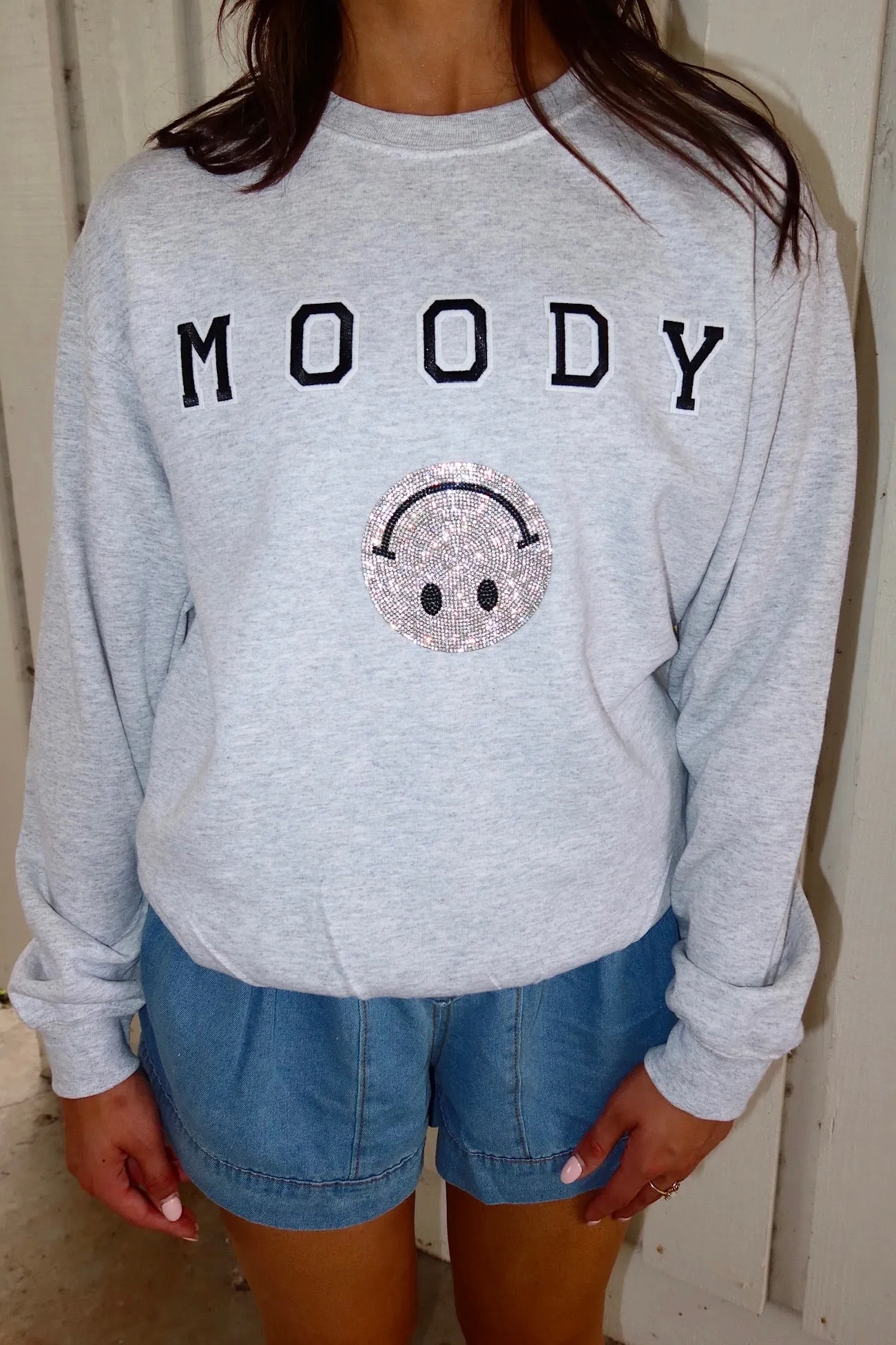 Why So Moody Rhinestone Sweatshirt sold by Bella Rose boutique product image thumbnail 2