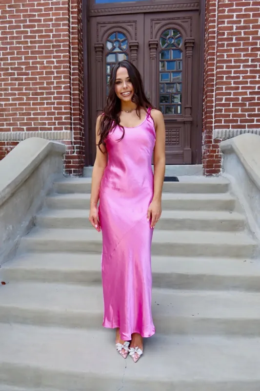 Good Times Only Satin Maxi Dress sold by Bella Rose boutique