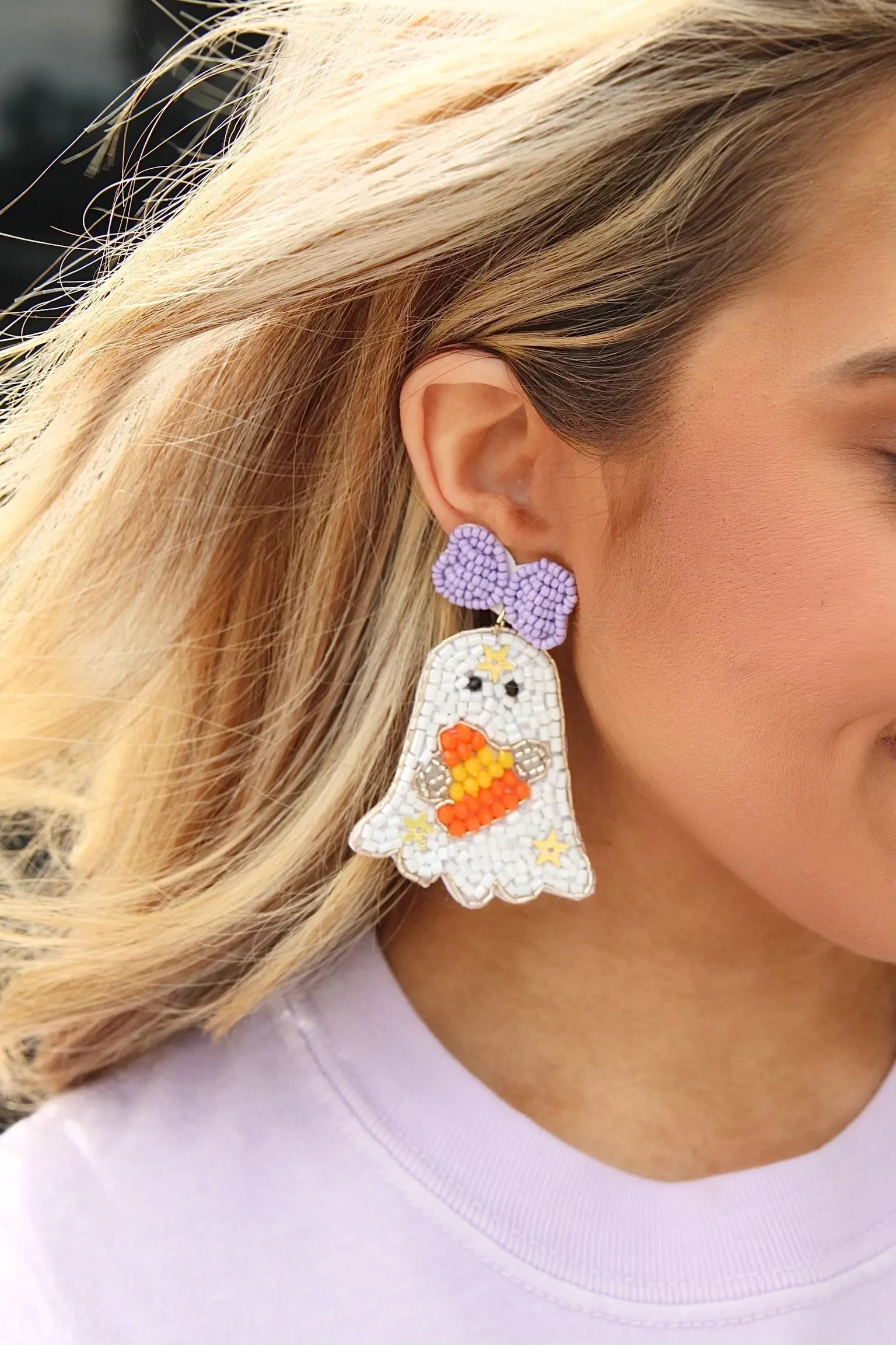 Scared Silly Seed Bead Earrings sold by Bella Rose boutique