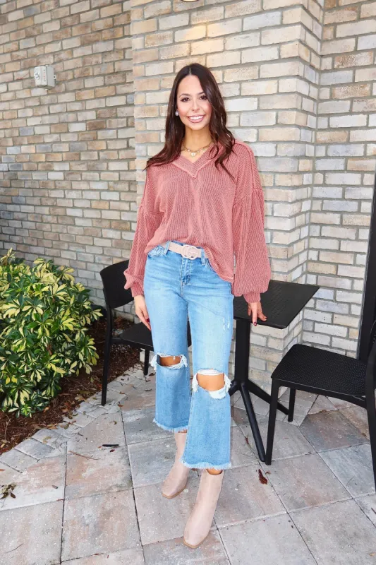 Past & Present Ribbed Top sold by Bella Rose boutique