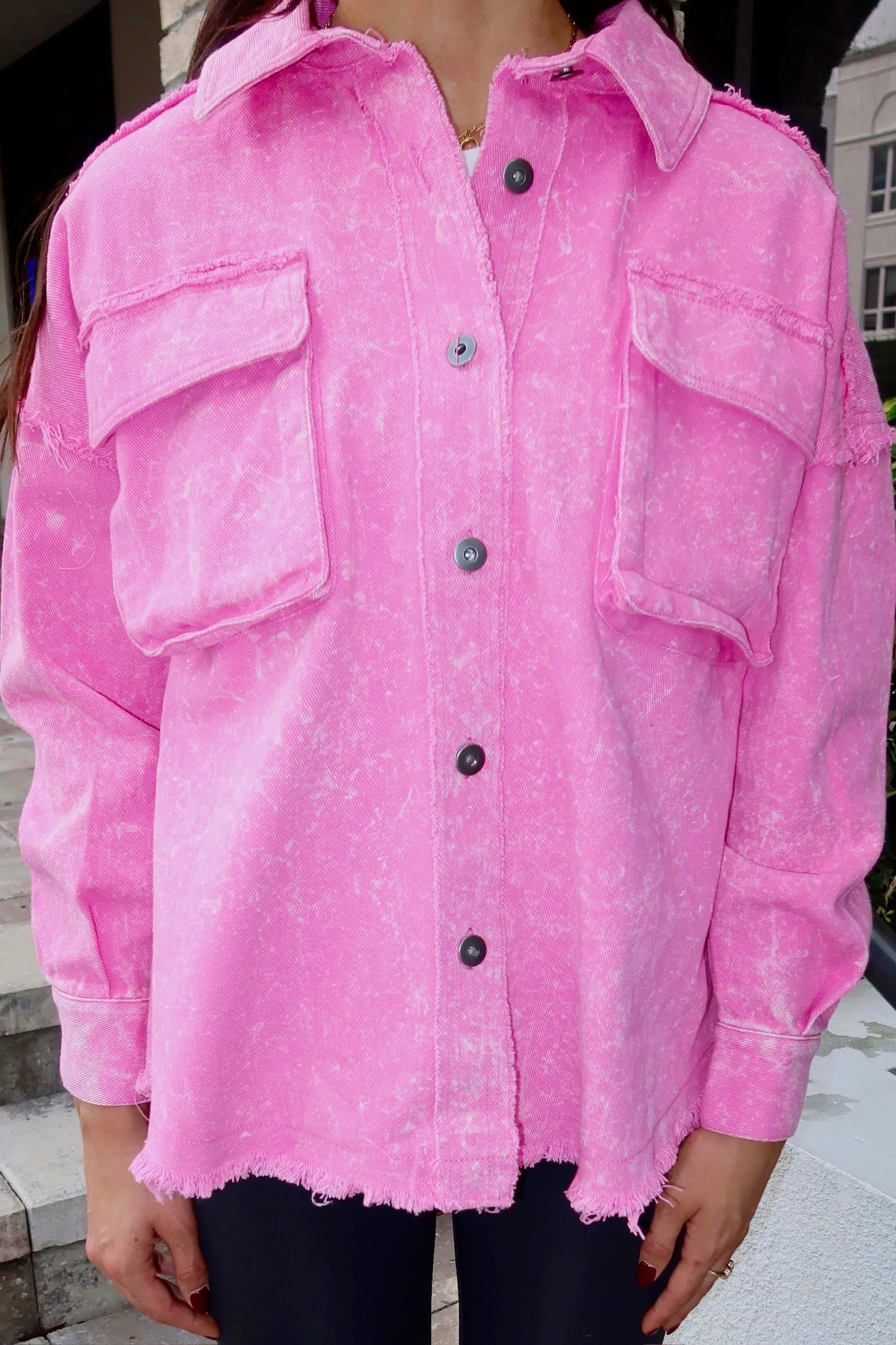 Waving Goodbye Vintage Wash Shacket sold by Bella Rose boutique product image thumbnail 4