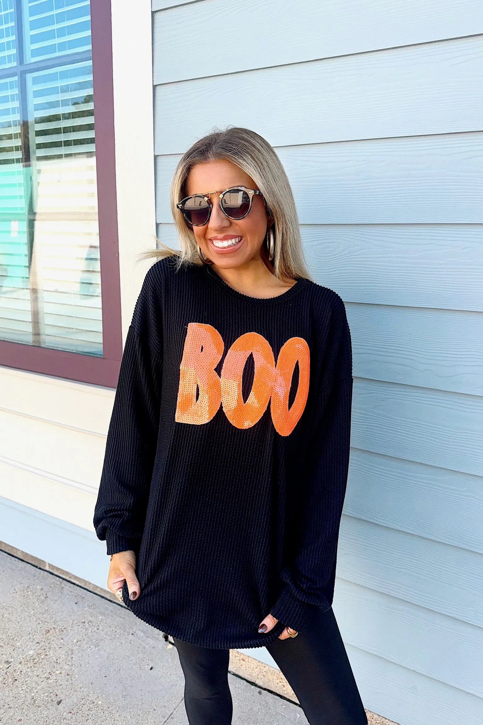 You're So Boo-tiful Ribbed Long Sleeve Top sold by Bella Rose boutique