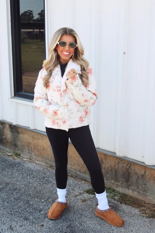 Timeless Energy Floral Puffer Jacket sold by Bella Rose boutique