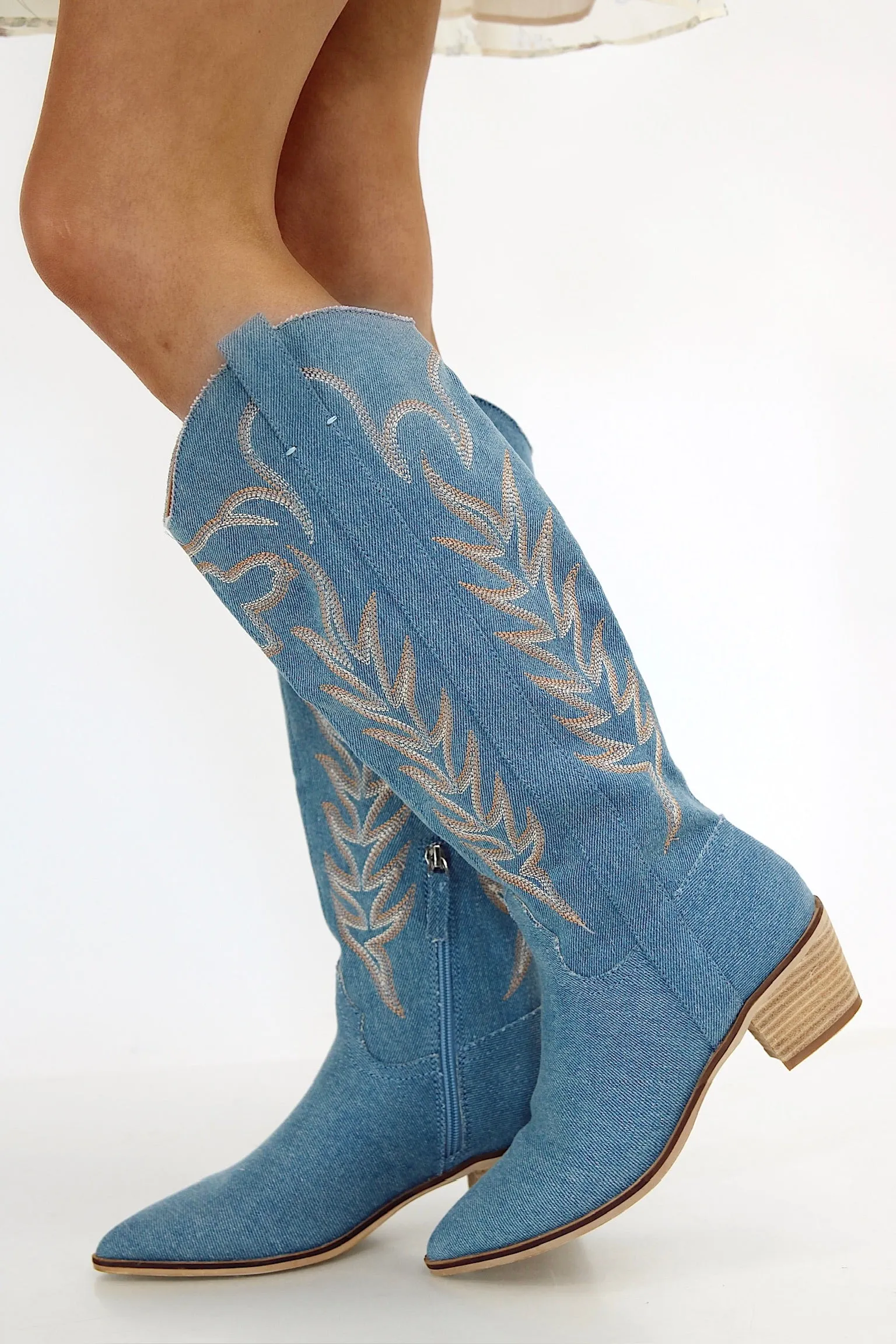 Keep Walking Denim Western Boots sold by Bella Rose boutique product image thumbnail 4