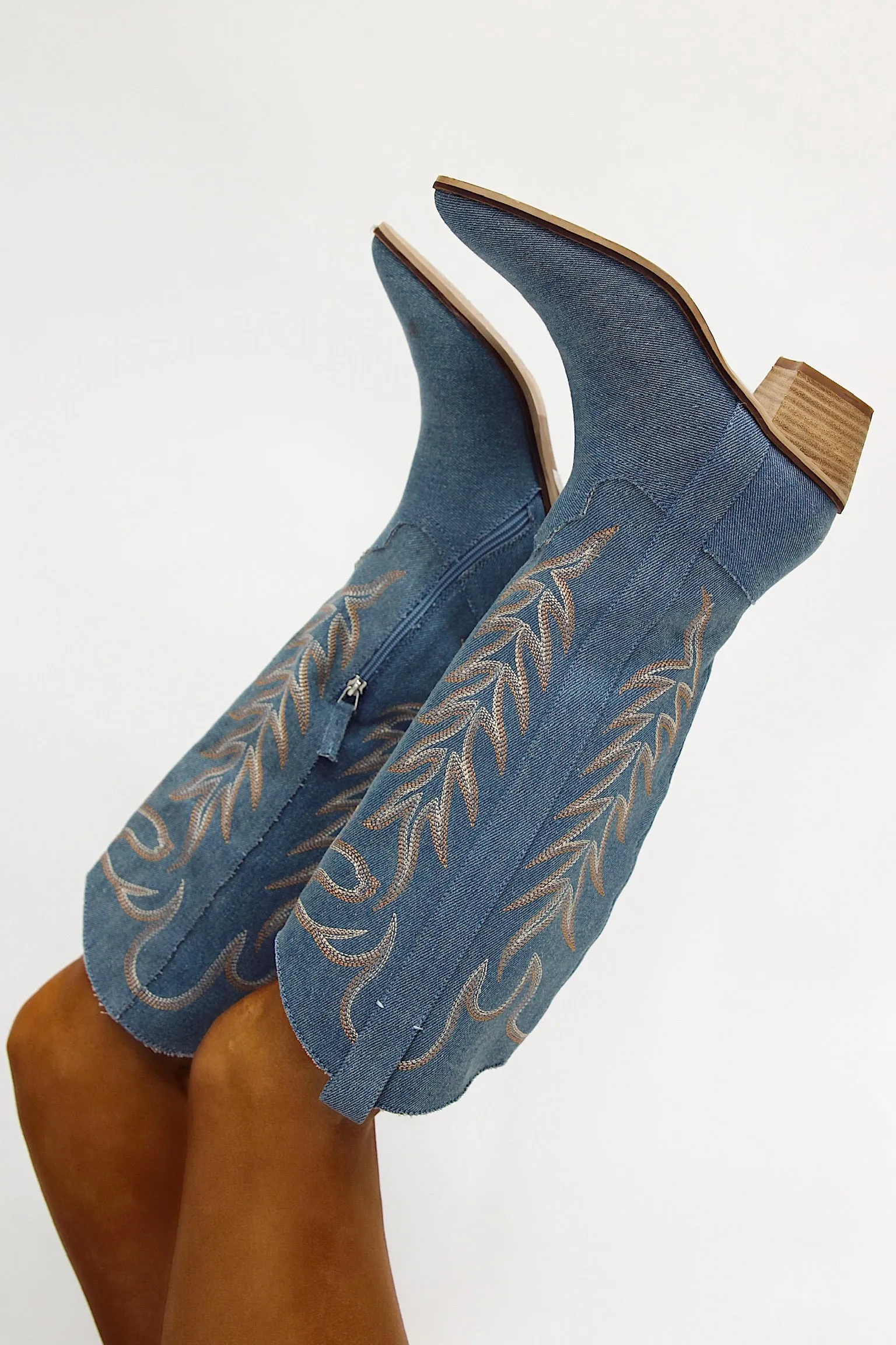 Keep Walking Denim Western Boots sold by Bella Rose boutique