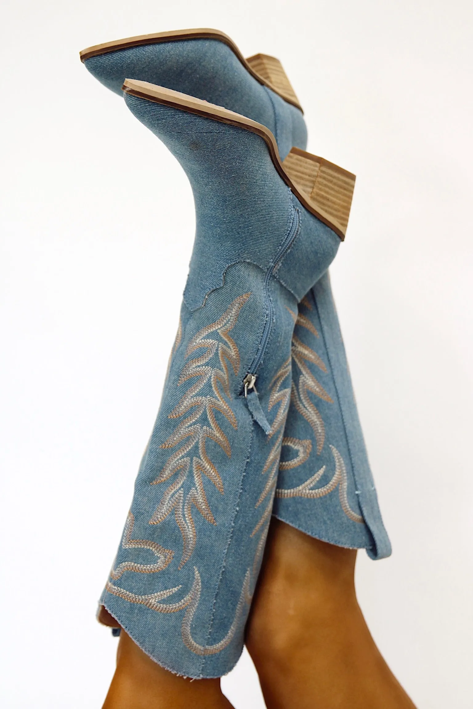 Keep Walking Denim Western Boots sold by Bella Rose boutique product image thumbnail 3