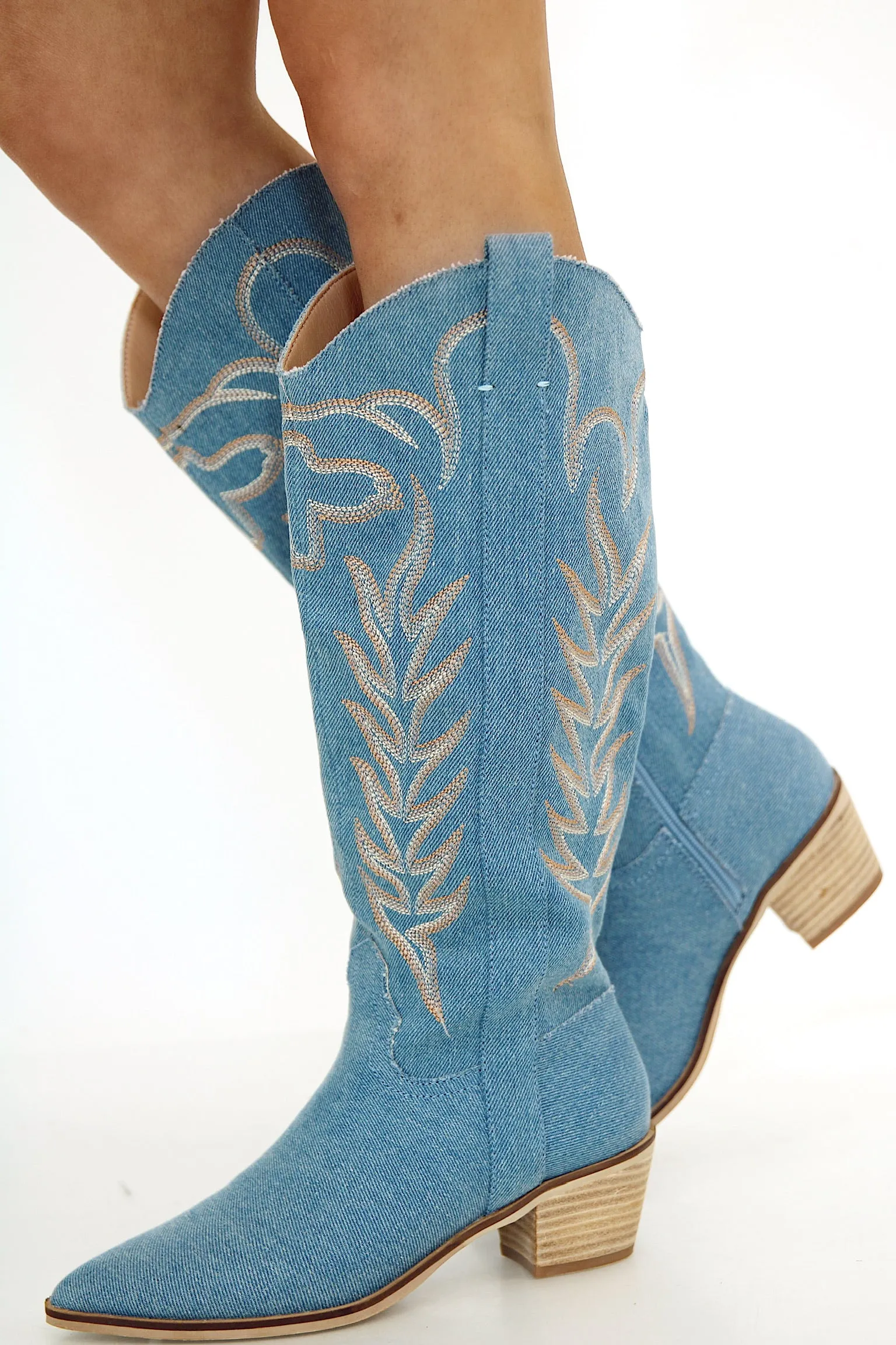 Keep Walking Denim Western Boots sold by Bella Rose boutique product image thumbnail 2