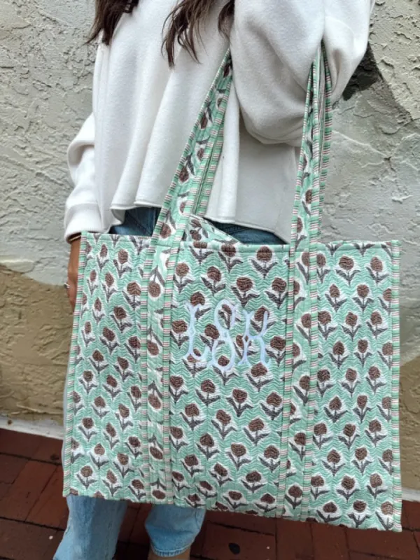 Always Ready To Go Quilted Tote Bag sold by Bella Rose boutique