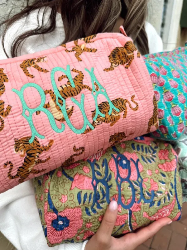 Always Ready To Go Quilted Makeup Bag sold by Bella Rose boutique