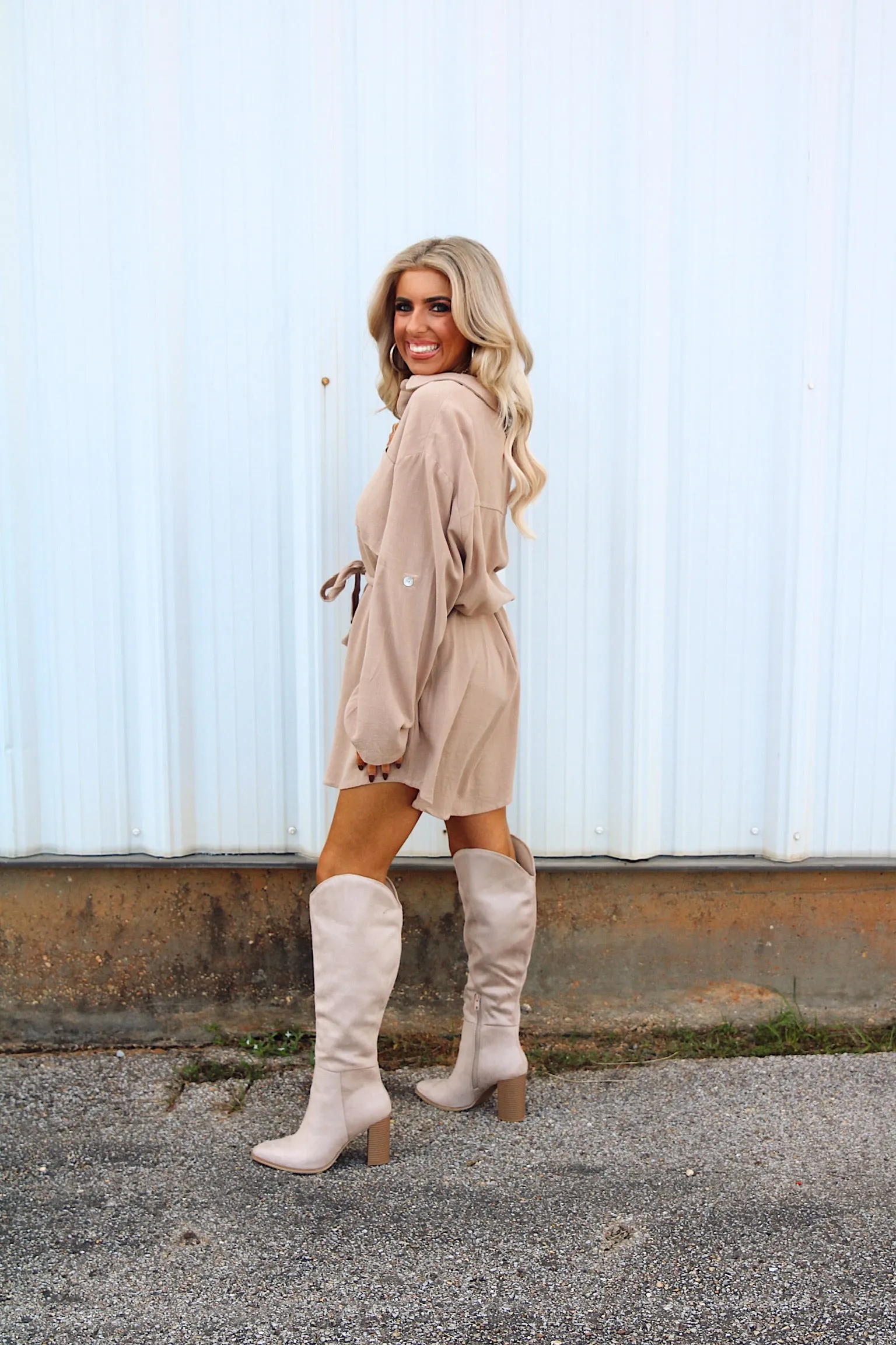 Searching For Answers Belted Linen Shirt Dress sold by Bella Rose boutique product image thumbnail 5