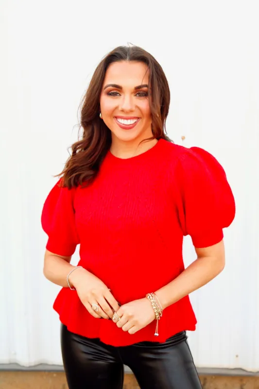 Definitely Iconic Peplum Knit Top sold by Bella Rose boutique