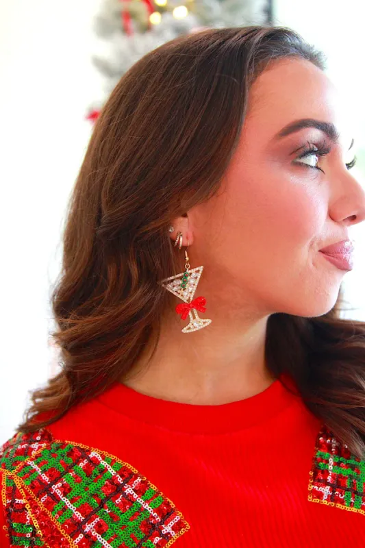 Christmas Cocktails Drop Earrings sold by Bella Rose boutique