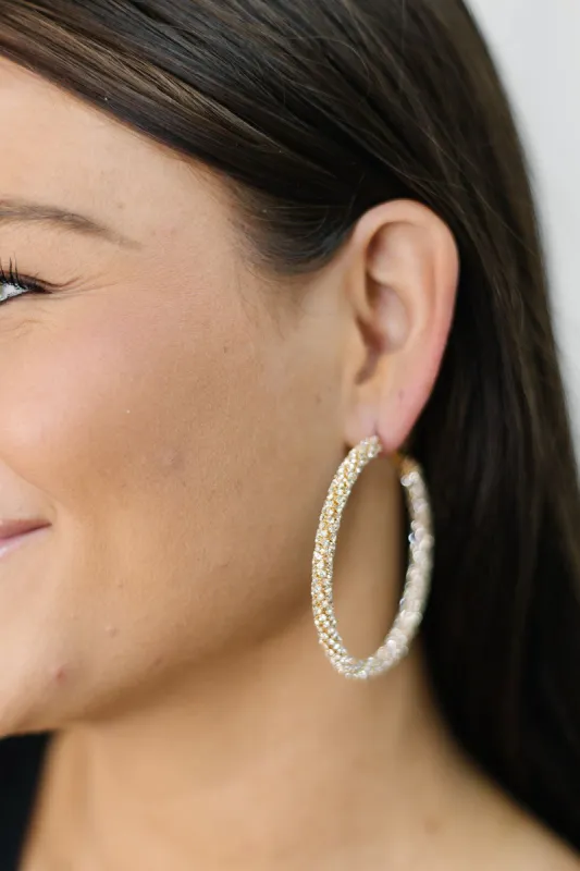 Rhinestone Crystal Hoop Earrings sold by Bella Rose boutique