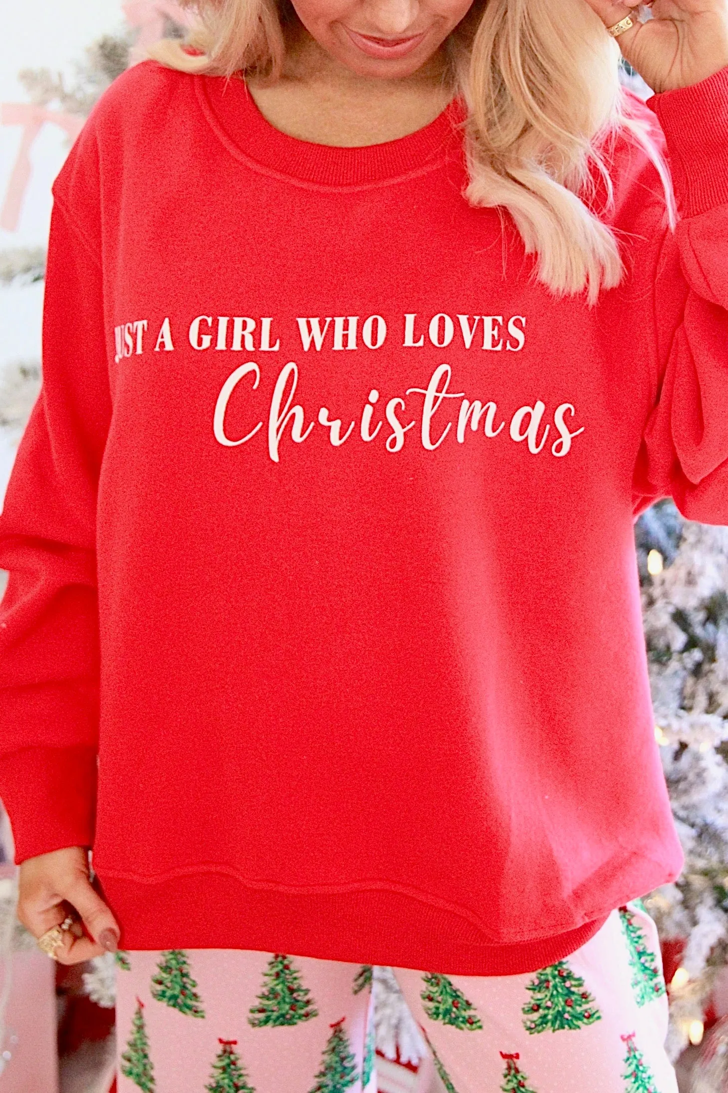 Just A Girl Who Love Christmas Sweatshirt sold by Bella Rose boutique product image thumbnail 2