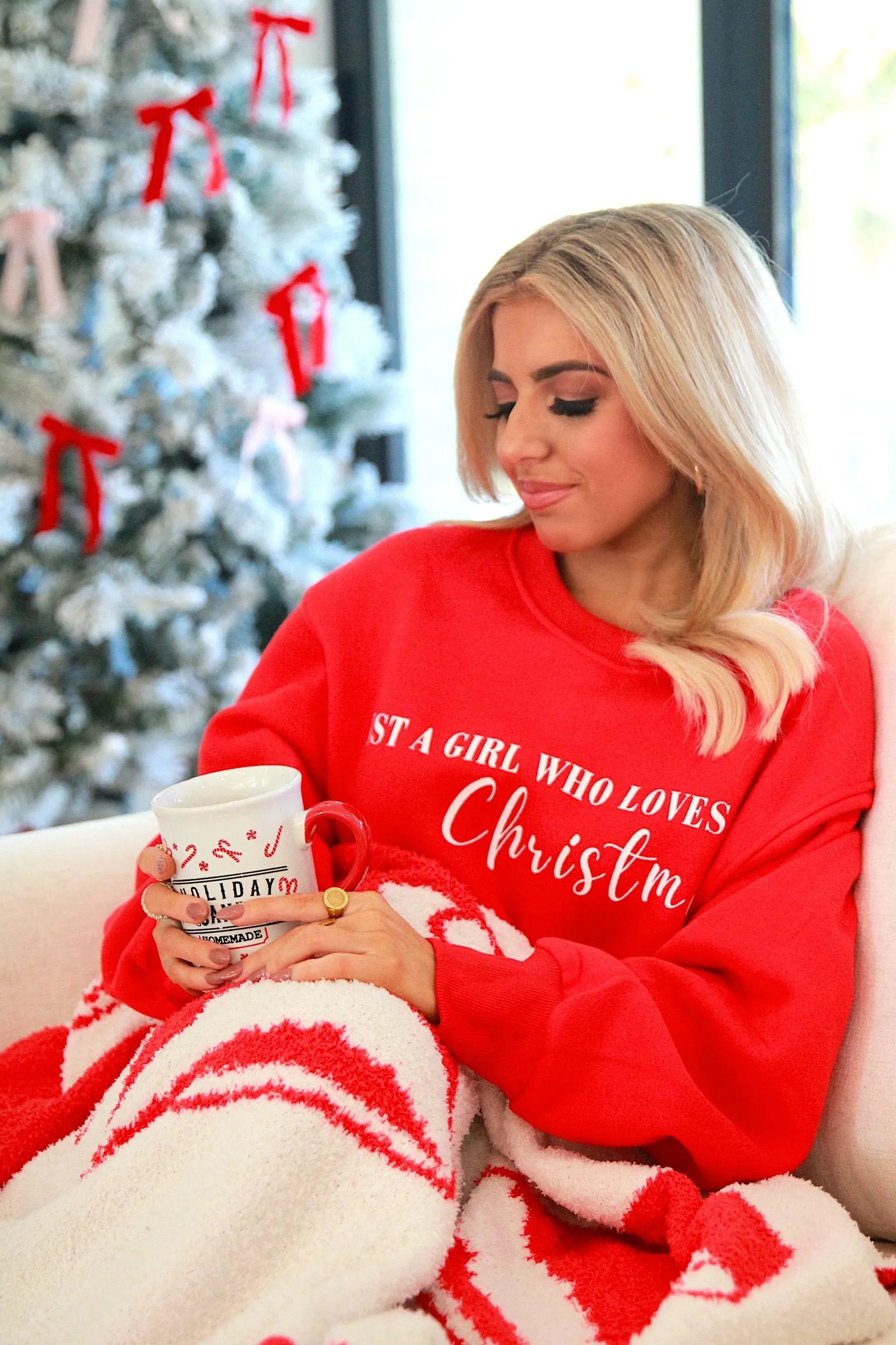 Just A Girl Who Love Christmas Sweatshirt sold by Bella Rose boutique product image thumbnail 3