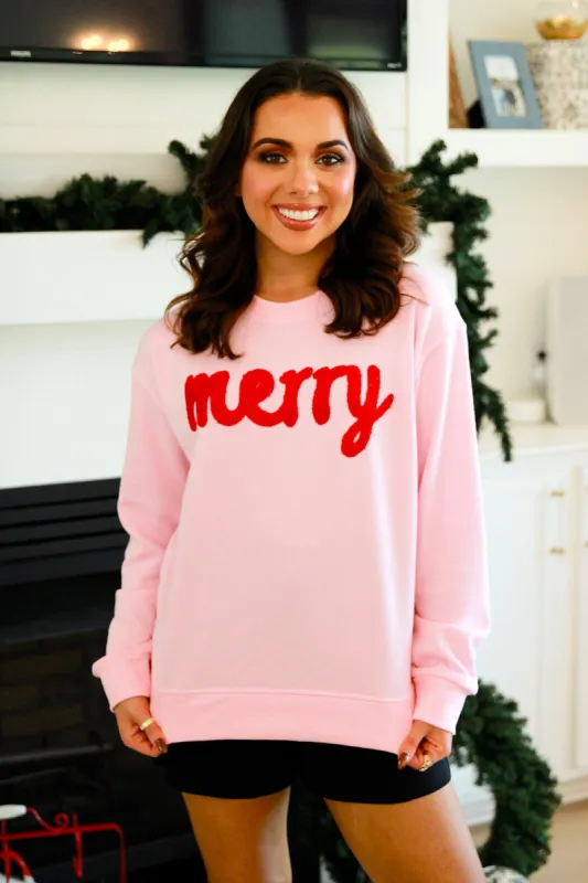 Be Merry Sweatshirt sold by Bella Rose boutique