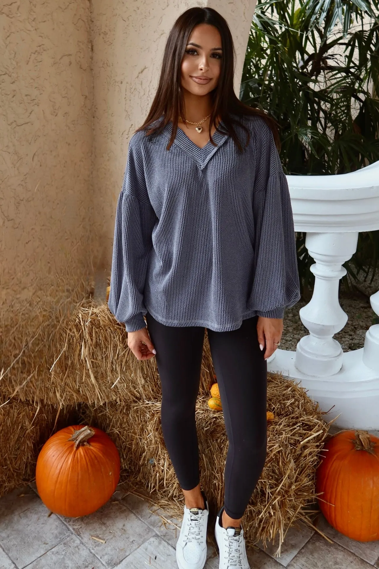 Past & Present Ribbed Top sold by Bella Rose boutique