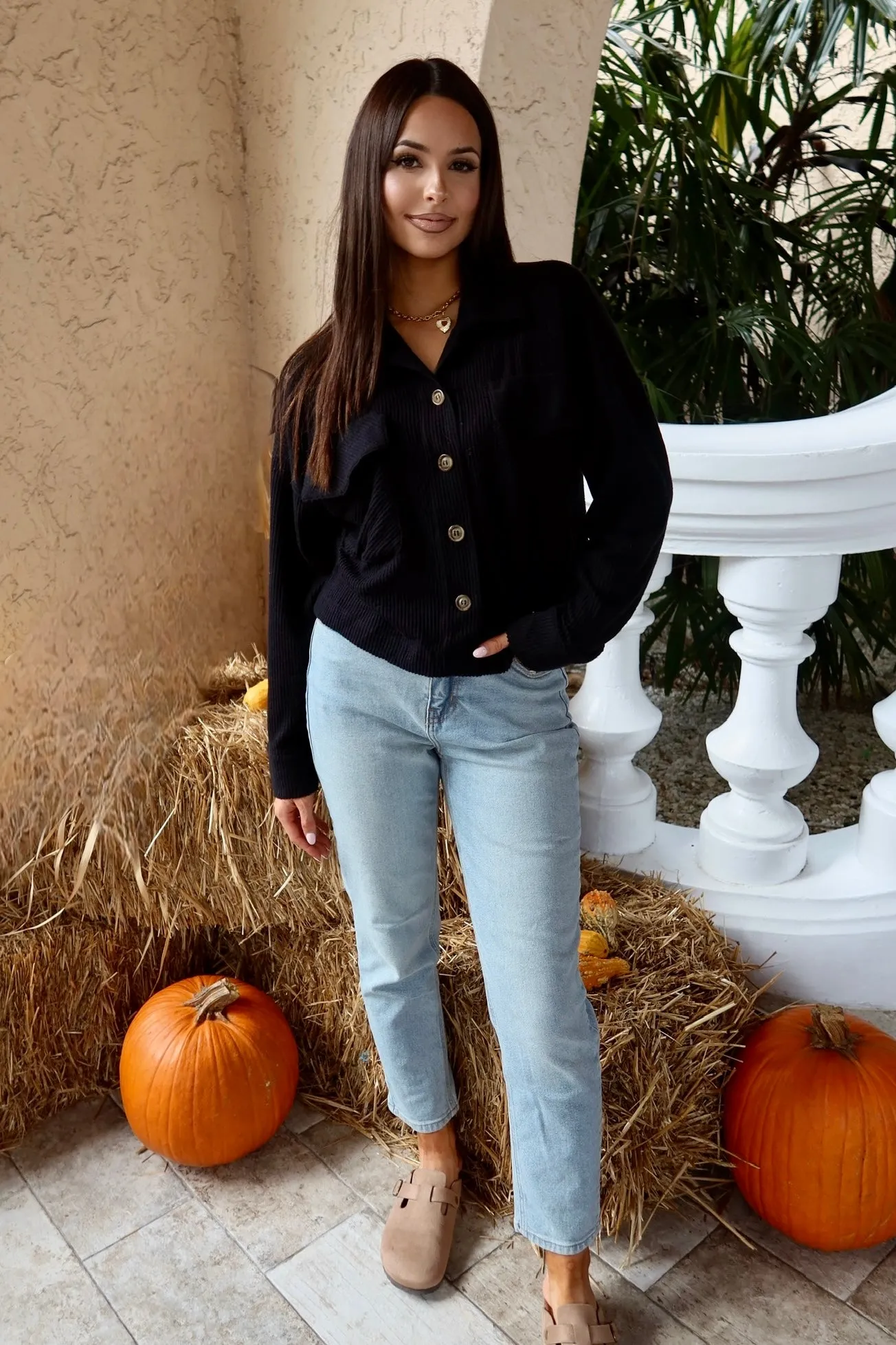 Alyssa Ribbed Cropped Shacket sold by Bella Rose boutique