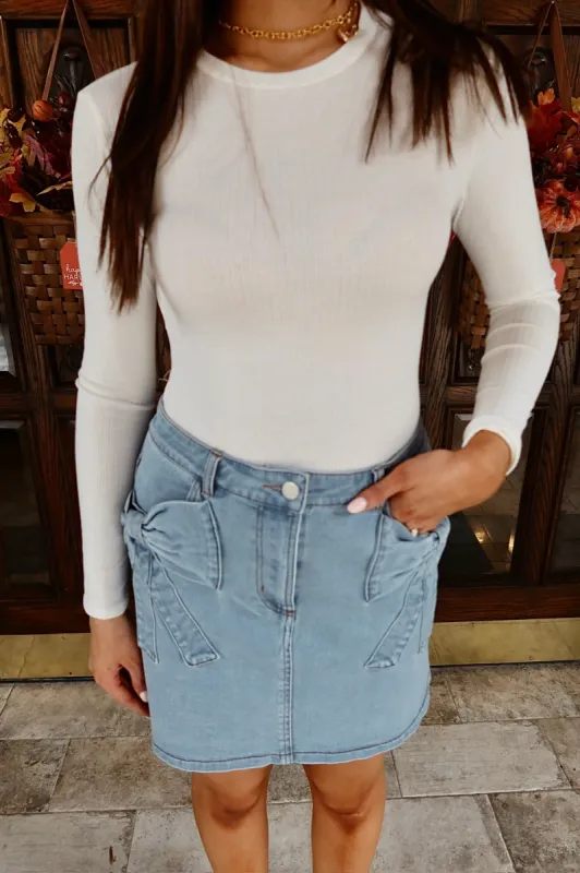 I'm The Exception Denim Skirt sold by Bella Rose boutique