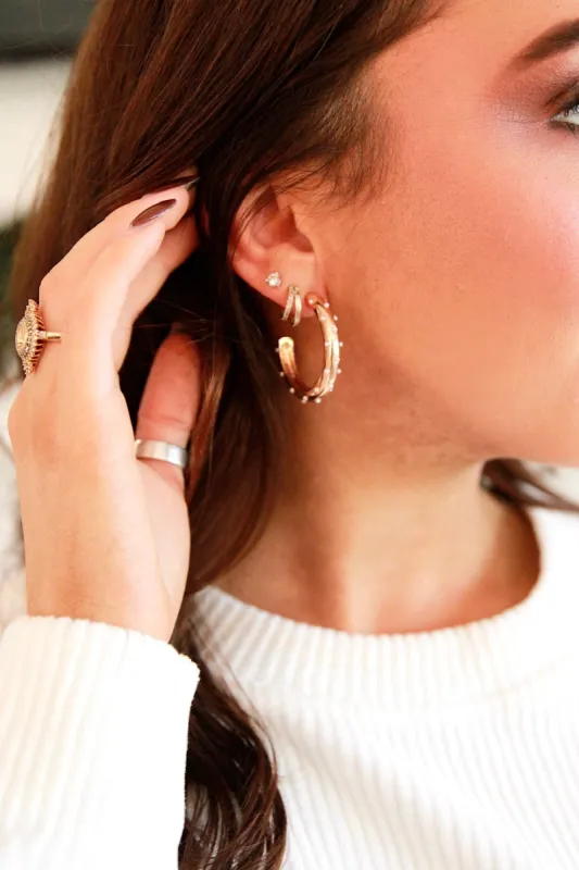 Pearl Studded Hoop Earrings sold by Bella Rose boutique