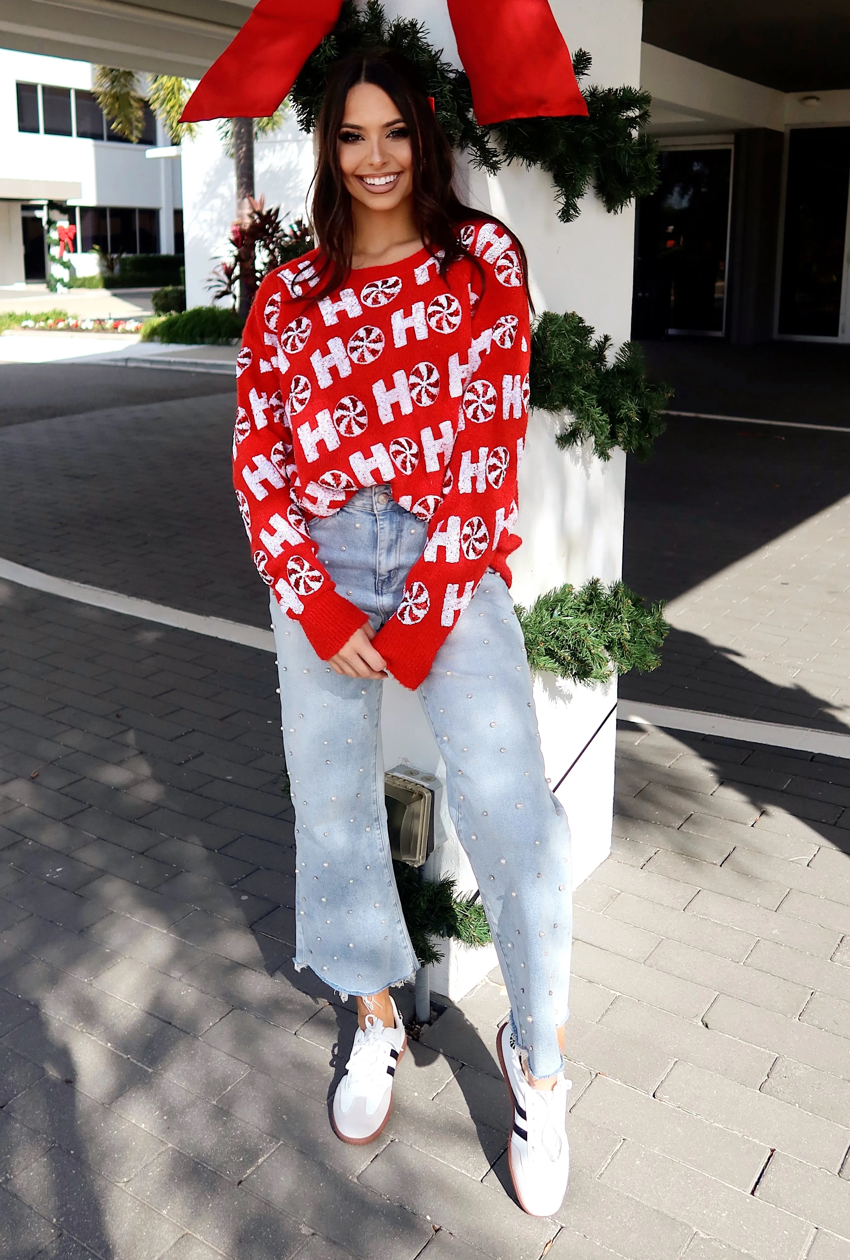 Peppermint Twist Sequin Sweater sold by Bella Rose boutique product image thumbnail 2