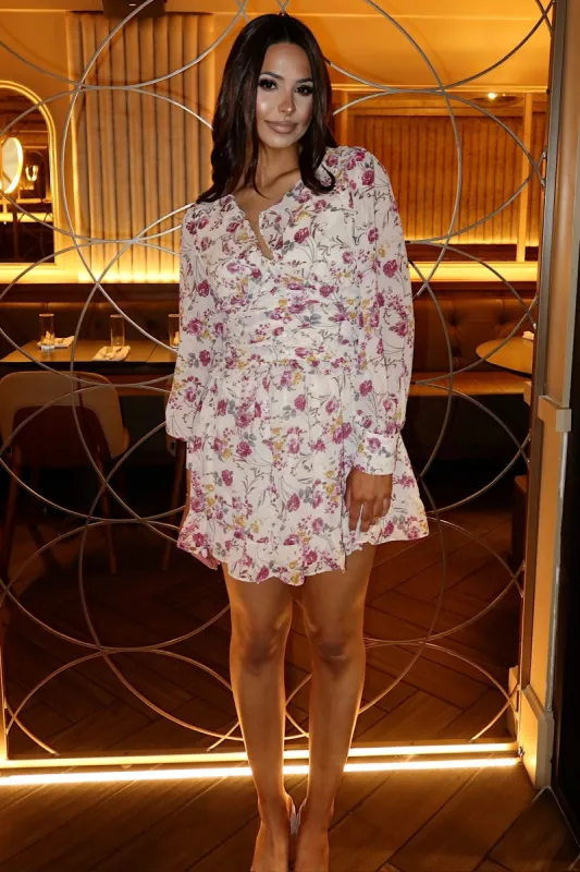 Autumn Mood Floral Mini Dress sold by Bella Rose boutique